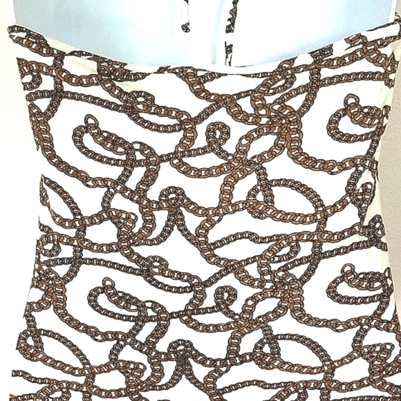 Michael Kors Top Tank halter grecian chain Backless ivory yellow Black Stretchy - Picture 7 of 9